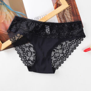 Black lace underwear on a white background