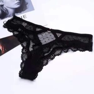Black lace lingerie set on a white background