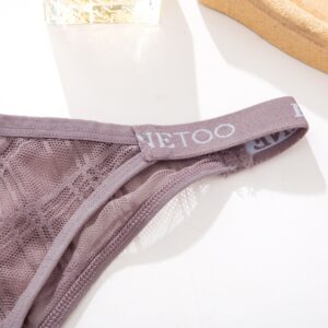 Purple lace underwear with 'Nietoo' branding on a white background