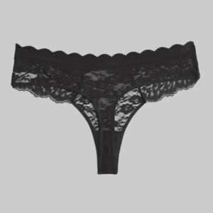 Black lace thong on a white background