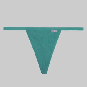 Teal thong with 'FINETOO' label on a white background