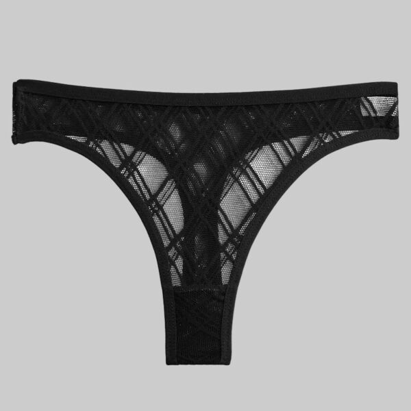 Black mesh thong on a white background